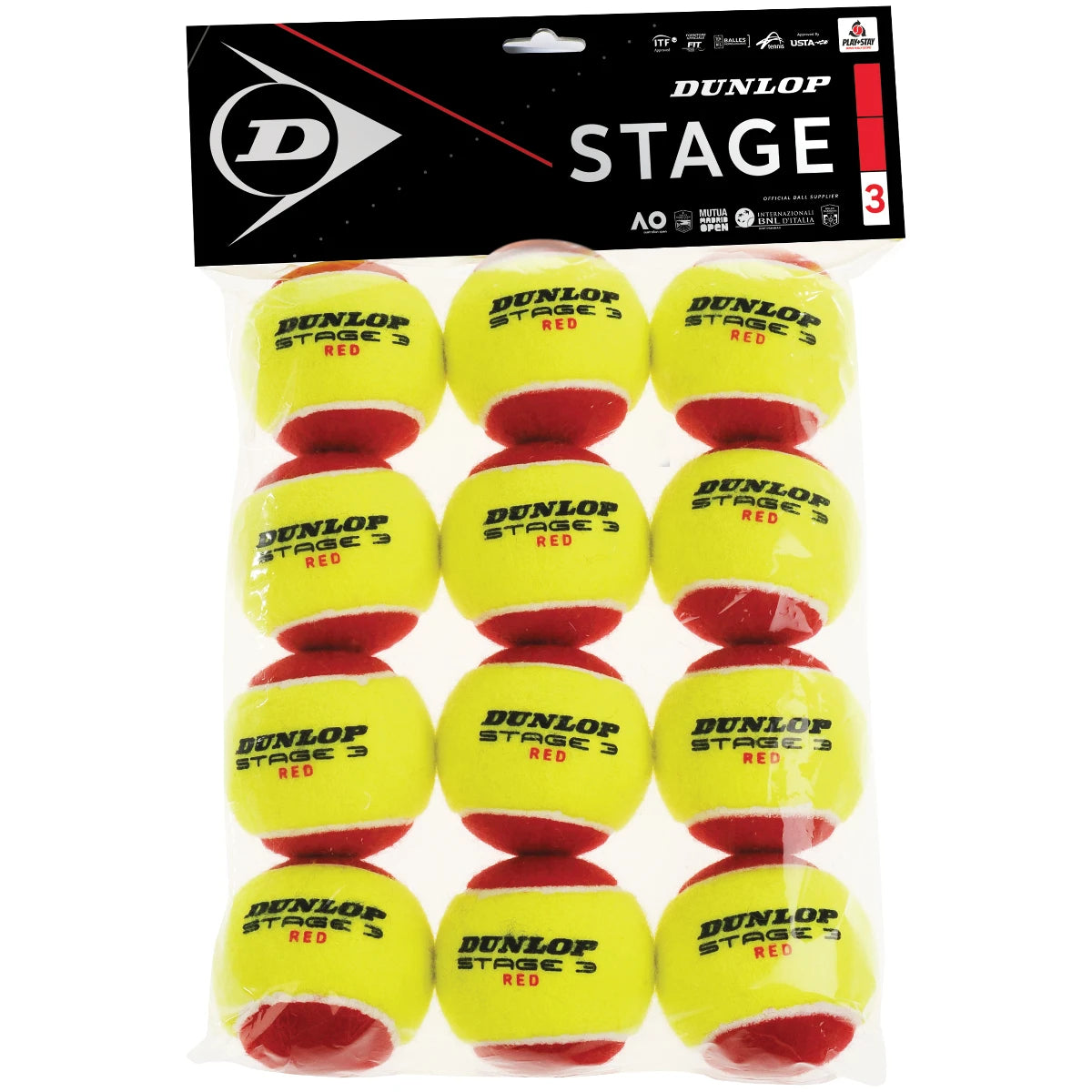 SACHET DE 12 BALLES DUNLOP MINI TENNIS STAGE 3