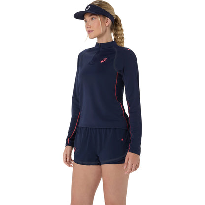 T-SHIRT ASICS FEMME PARIS MANCHES LONGUES 1/2 ZIP