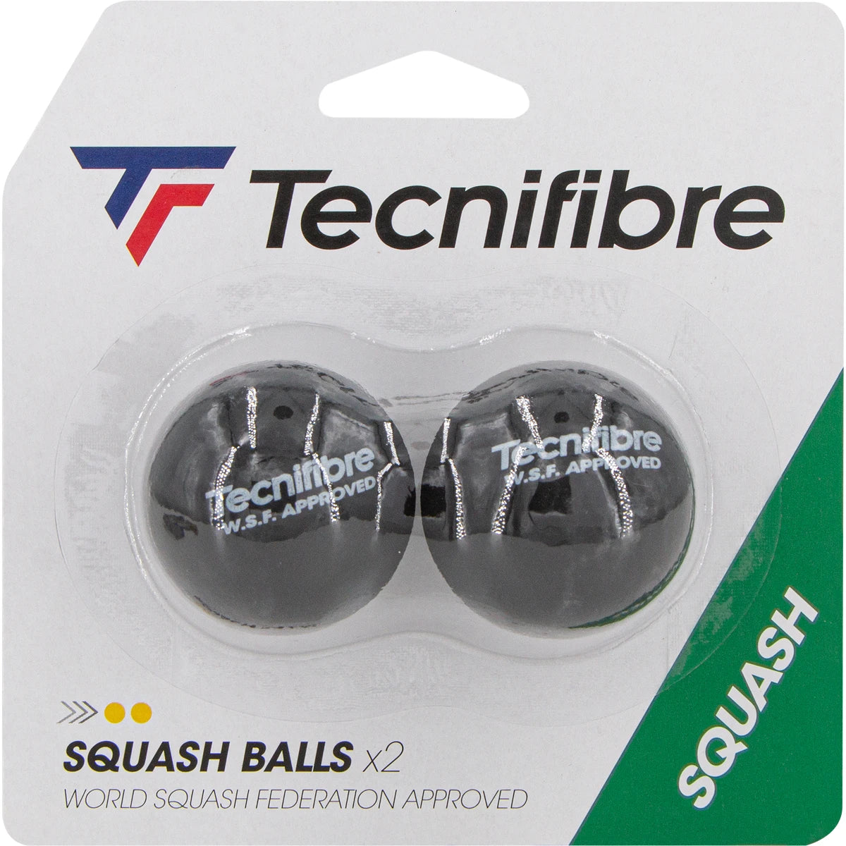 BALLES DE SQUASH TECNIFIBRE (X2 - DOUBLE POINT JAUNE)