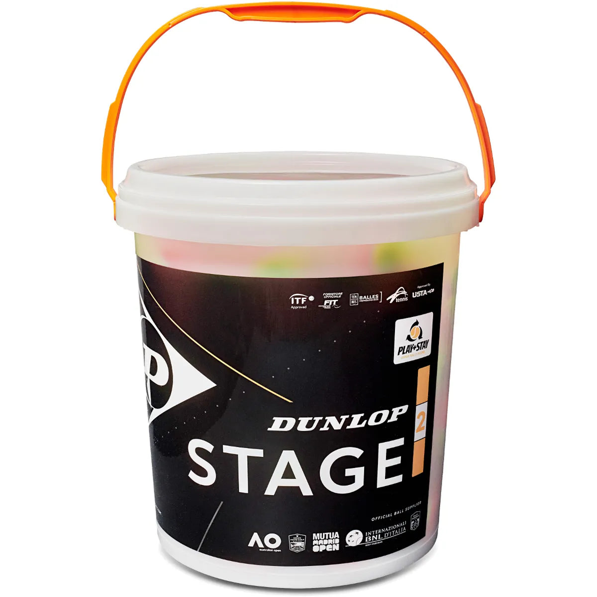 BARIL DE 60 BALLES DUNLOP STAGE 2 ORANGES