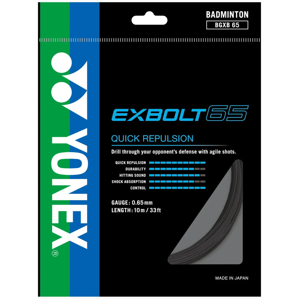 CORDAGE DE BADMINTON YONEX EXBOLT 65 (GARNITURE - 10M)