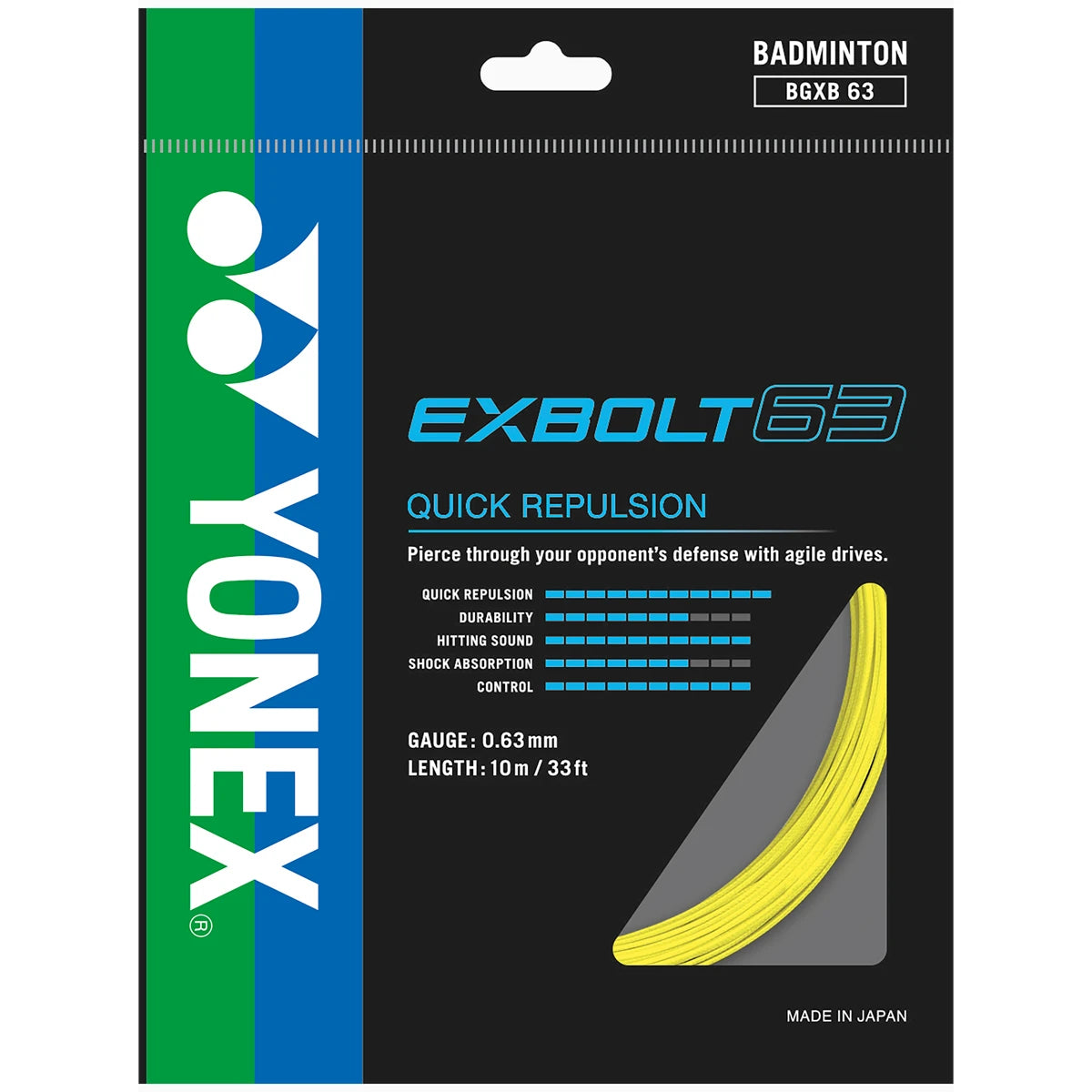 CORDAGE DE BADMINTON YONEX EXBOLT 63 (GARNITURE - 10M)