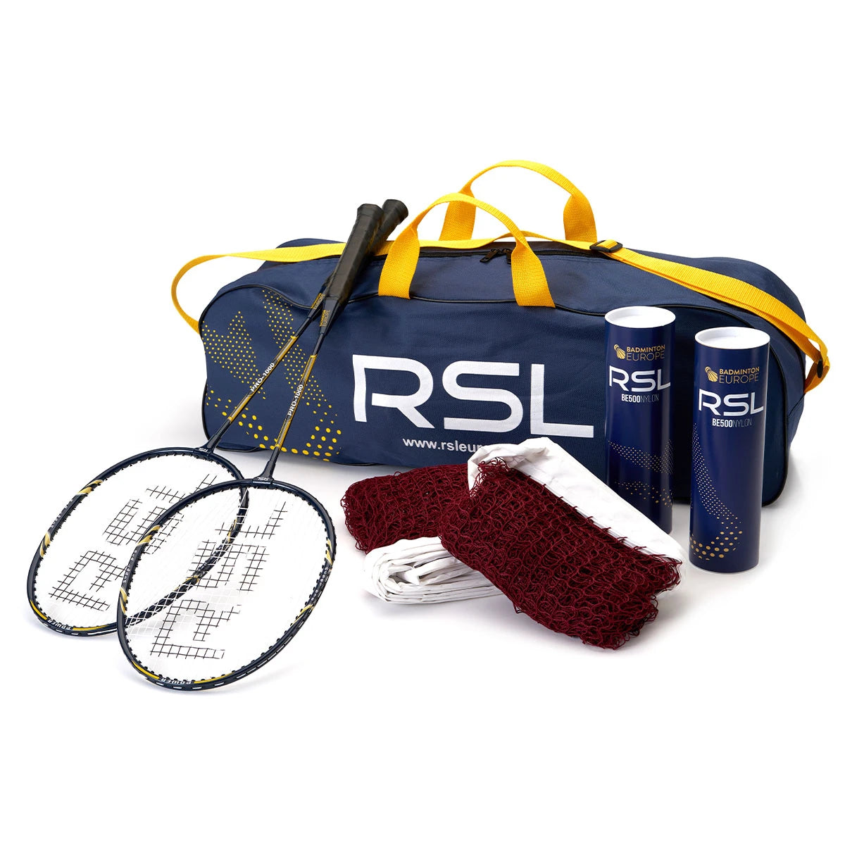 BADMINTON-KIT EUROPE RSL - 16 SCHLÄGER / 4 NETZE / 4 KUNSTSTOFFROHRE / 1 TASCHE