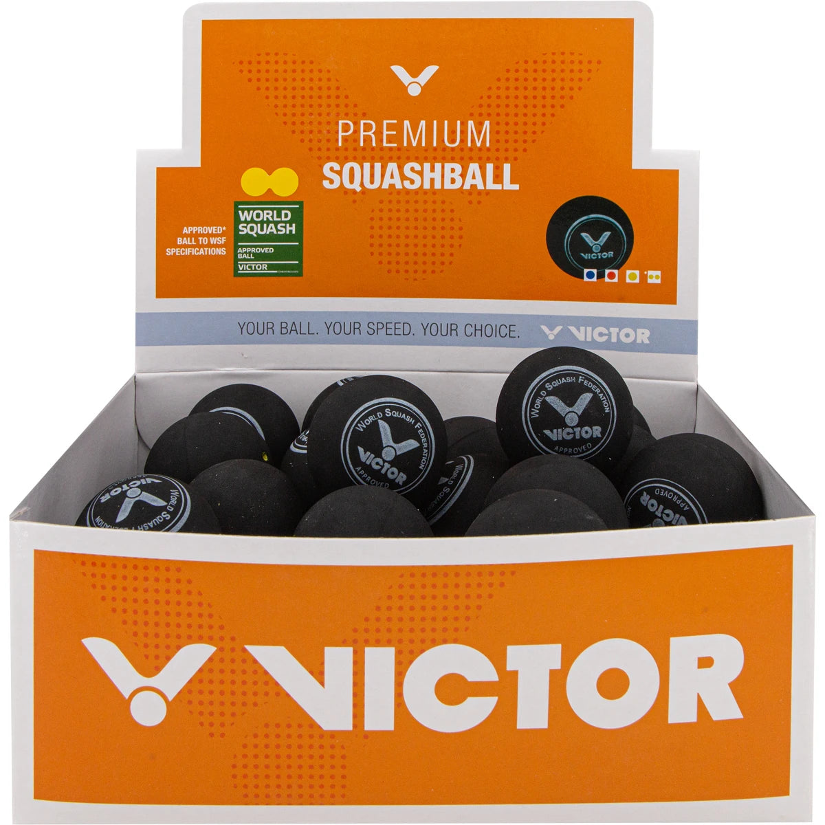 BALLES DE SQUASH VICTOR (DOUBLE POINT JAUNE - X36)