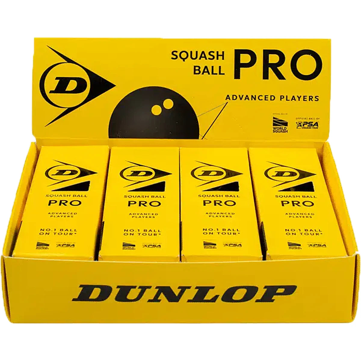 BALLES SQUASH DUNLOP PRO (DOUBLE POINT JAUNE x12)