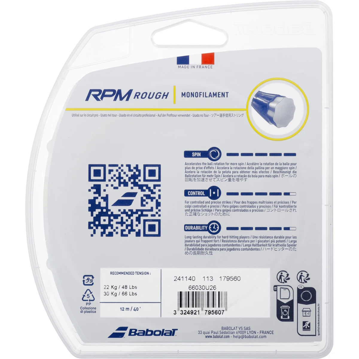 BABOLAT RPM ROUGH STRINGING (12 METRES)