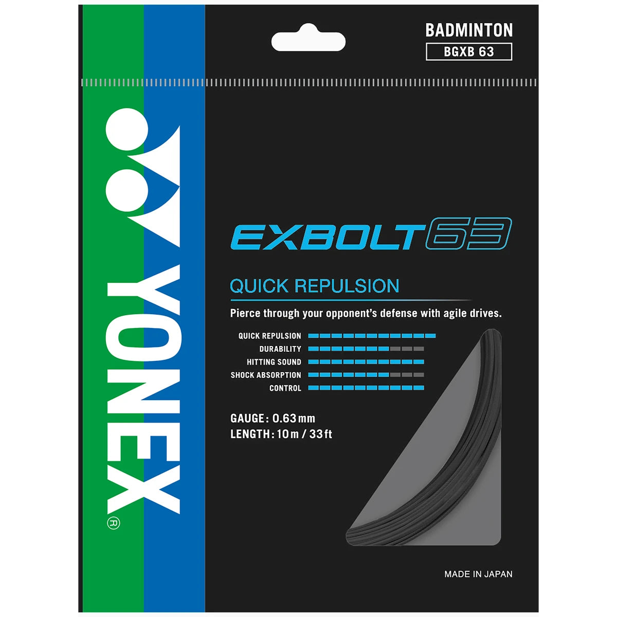 CORDAGE DE BADMINTON YONEX EXBOLT 63 (GARNITURE - 10M)