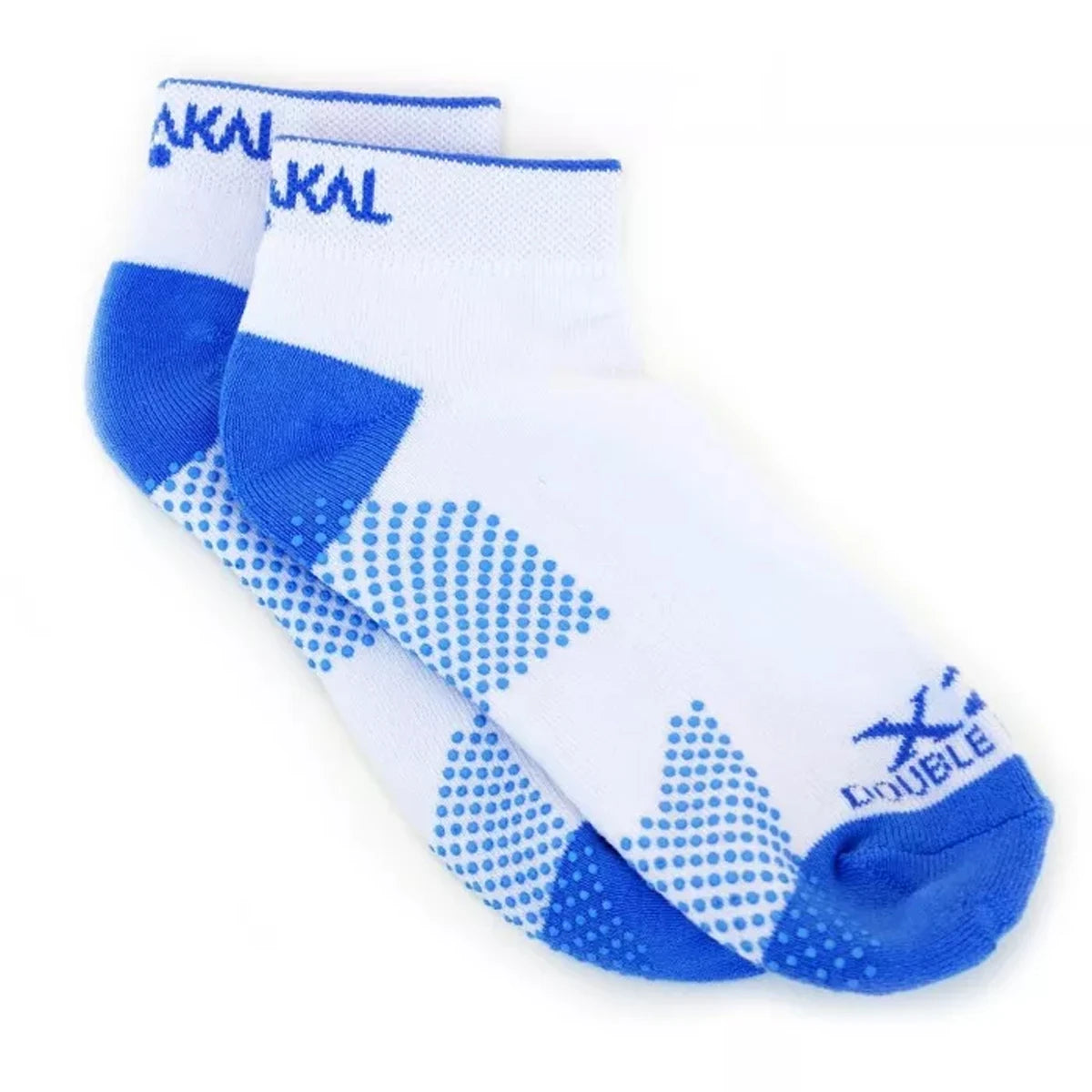 CHAUSSETTES KARAKAL X2 INVISIBLE (BLANCHE-BLEUE) - 2 EPAISSEURS