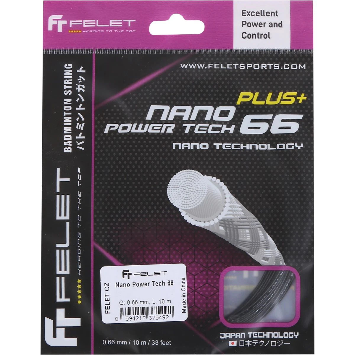 BADMINTONSAITEN FELET NANO POWER TECH 66 (10 METER)