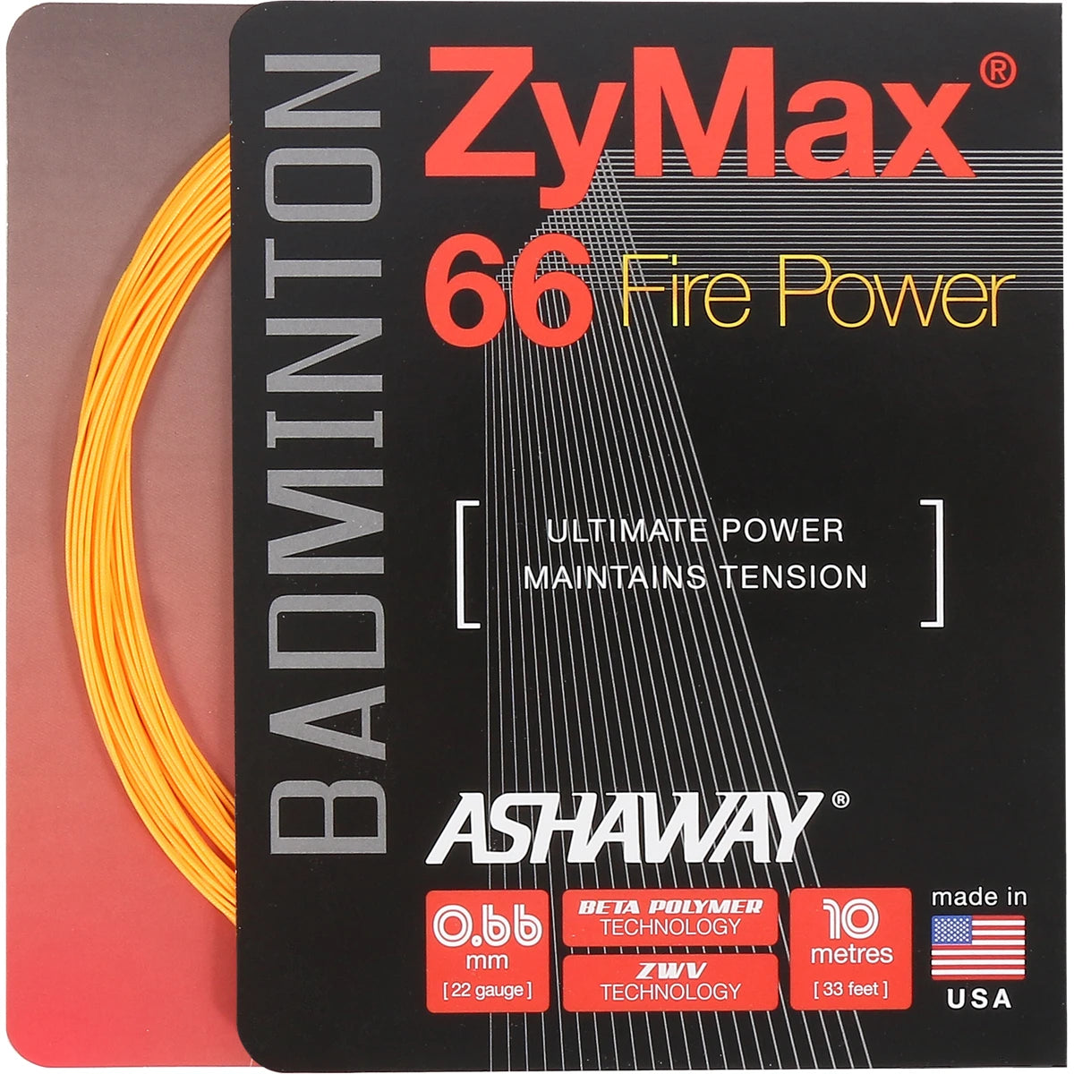 ASHWAY ZYMAX 66 FIRE POWER BADMINTON STRING (10 METRES)