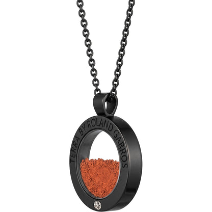 COLLIER ET MEDAILLE TERRA ACCESS ACIER NOIR MAT 1 PIERRE PETIT MODELE