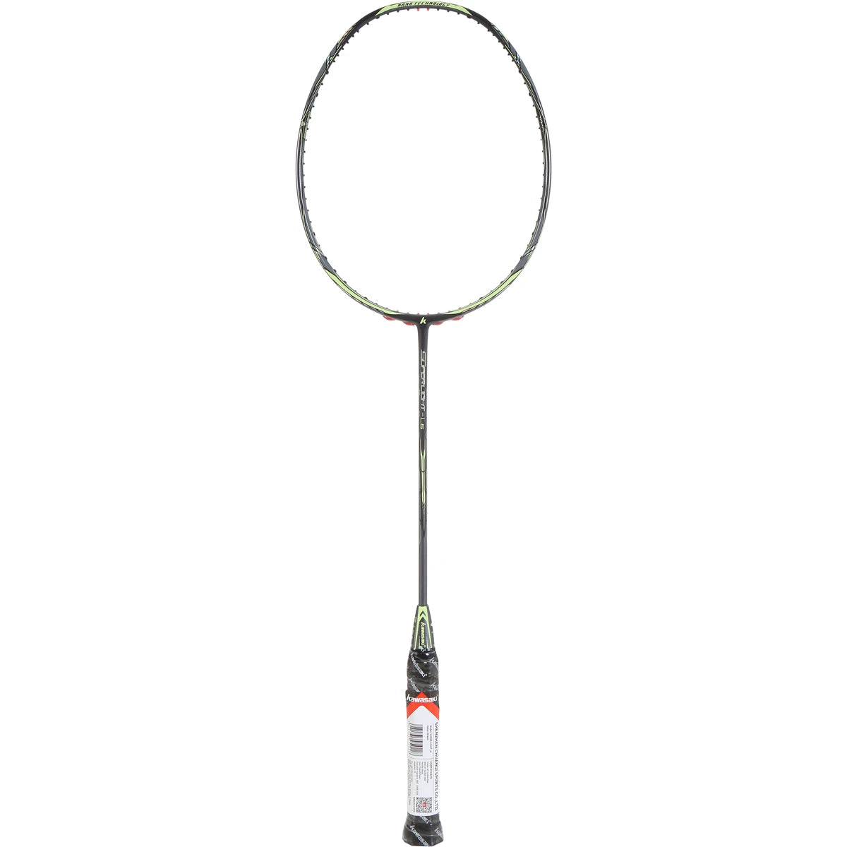 BADMINTONSCHLÄGER KAWASAKI SUPER LIGHT L6 SCHWARZ GRÜN (OHNE BESAITUNG)