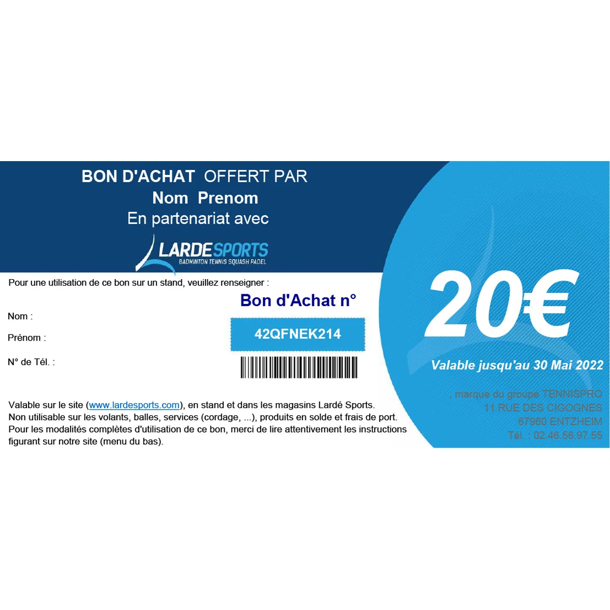 LARDESPORTS GIFT VOUCHER €20