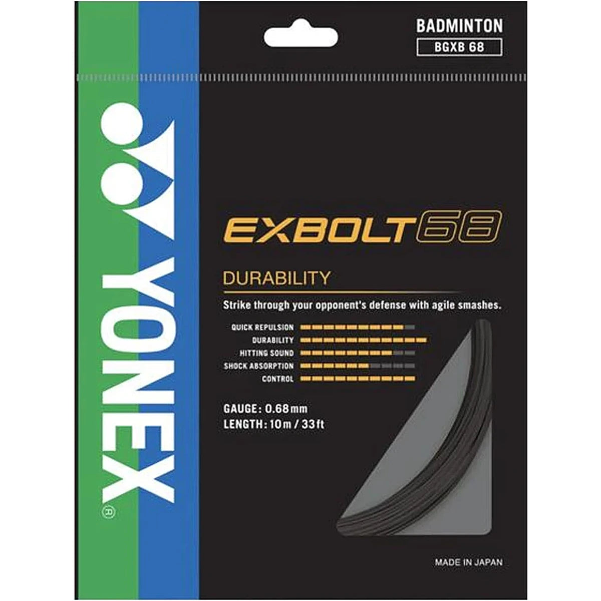 CORDAGE DE BADMINTON YONEX EXBOLT 68 (GARNITURE- 10M)