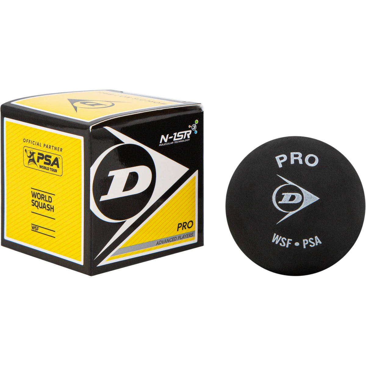 DUNLOP PRO SQUASHBÄLLE (DOPPELPUNKT GELB - DOSE MIT 12)