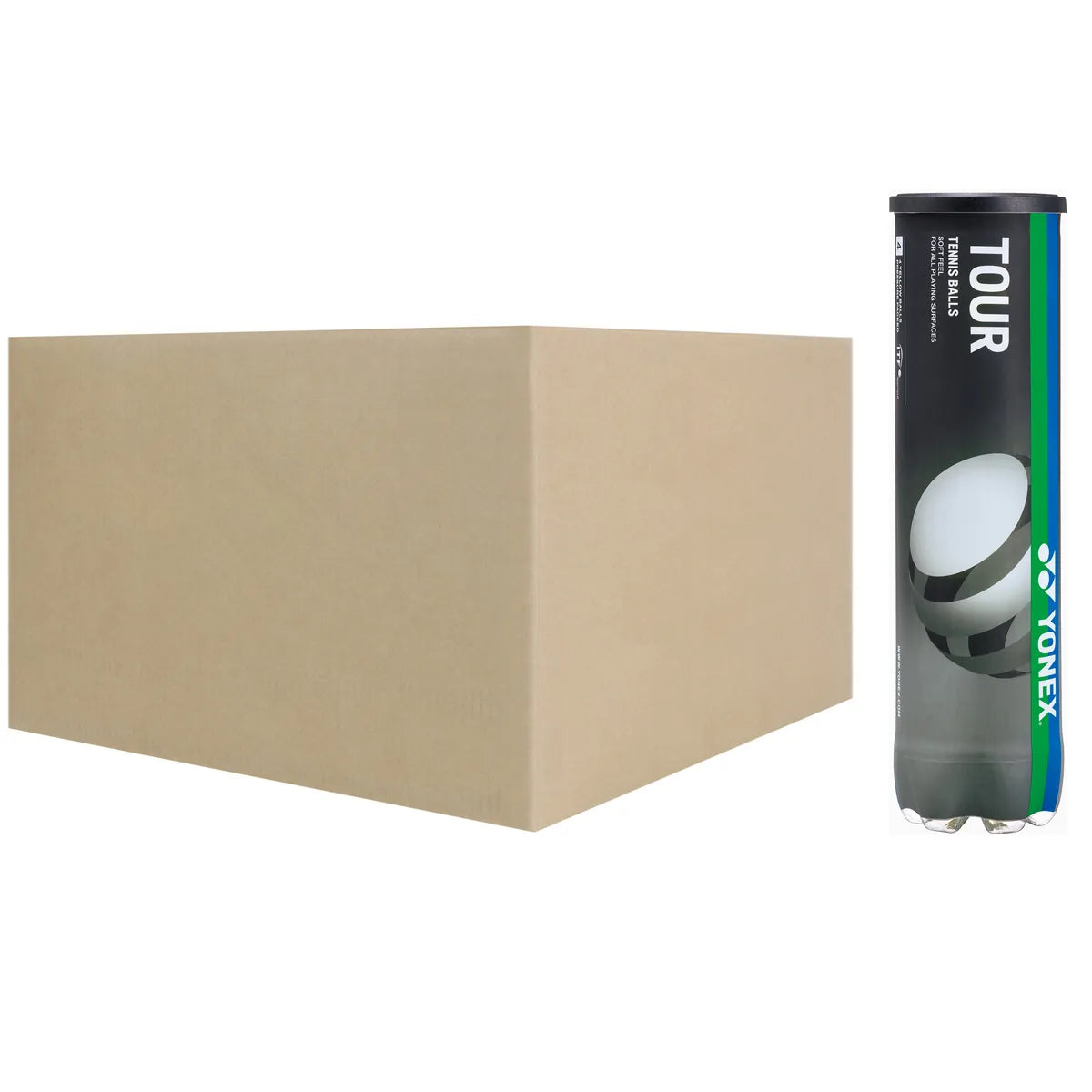 BOX OF 18 TUBES OF 4 YONEX TOURNAMENT TENNIS BALLS