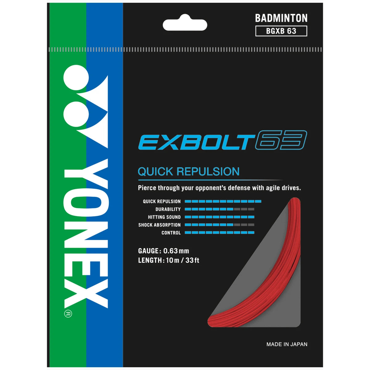 CORDAGE DE BADMINTON YONEX EXBOLT 63 (GARNITURE - 10M)