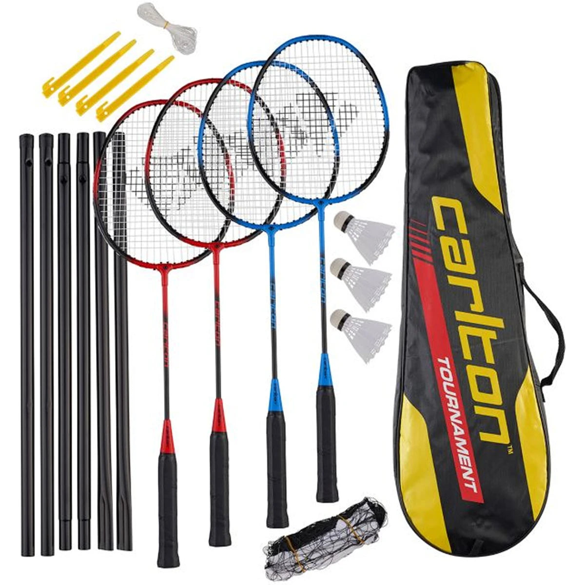 RAQUETTE DE BADMINTON CARLTON KIT LOISIR 4 JOUEURS TOURNAMENT  (CORDEE)