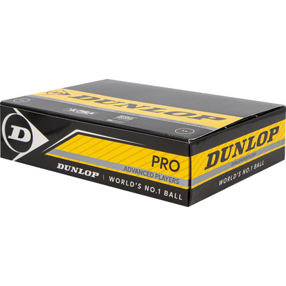 DUNLOP PRO SQUASHBÄLLE (DOPPELPUNKT GELB - DOSE MIT 12)