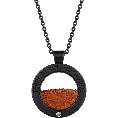 COLLIER ET MEDAILLE TERRA ACCESS ACIER NOIR MAT 1 PIERRE PETIT MODELE