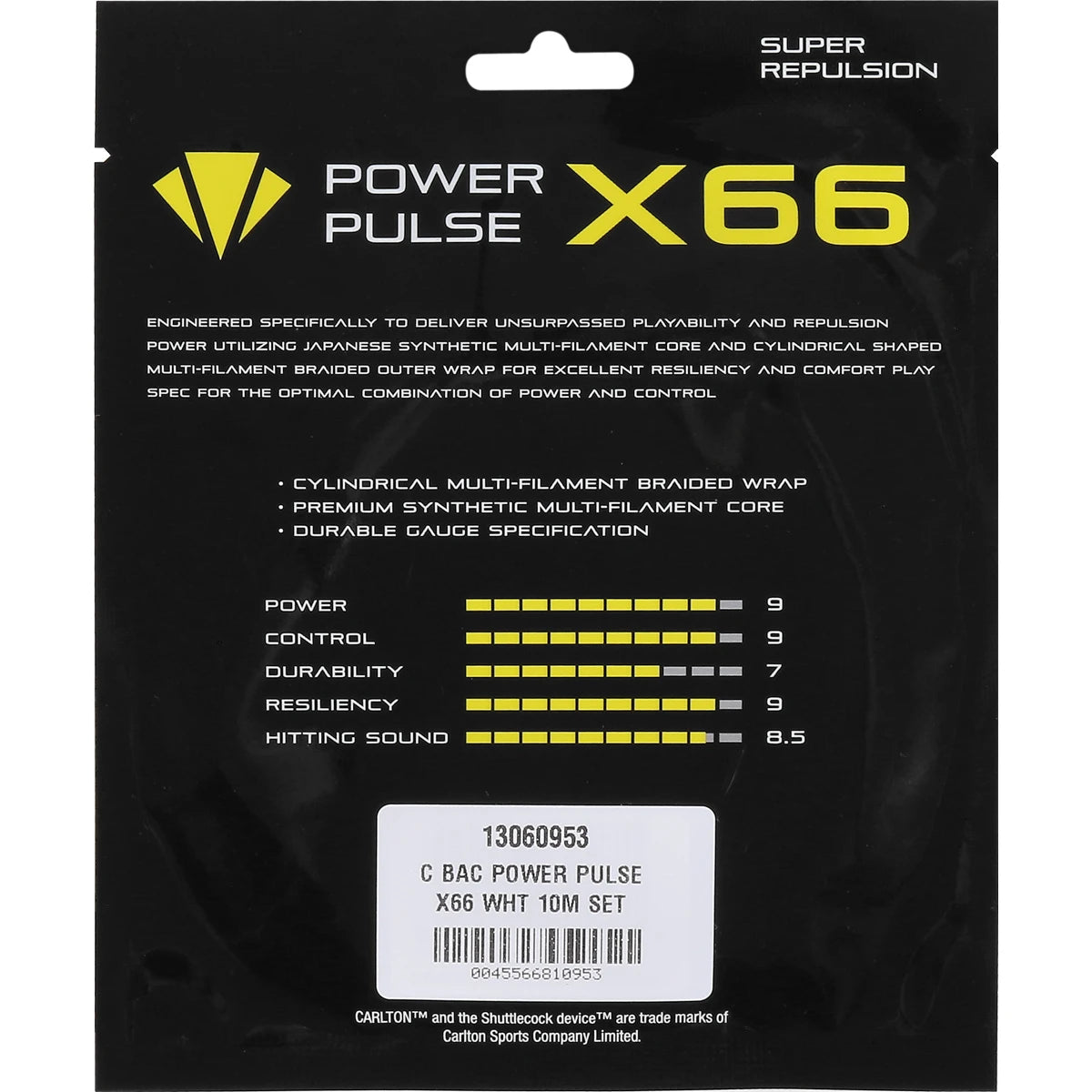 Cordage de Badminton Carlton Powerpulse X 66 (Garniture - 10M)