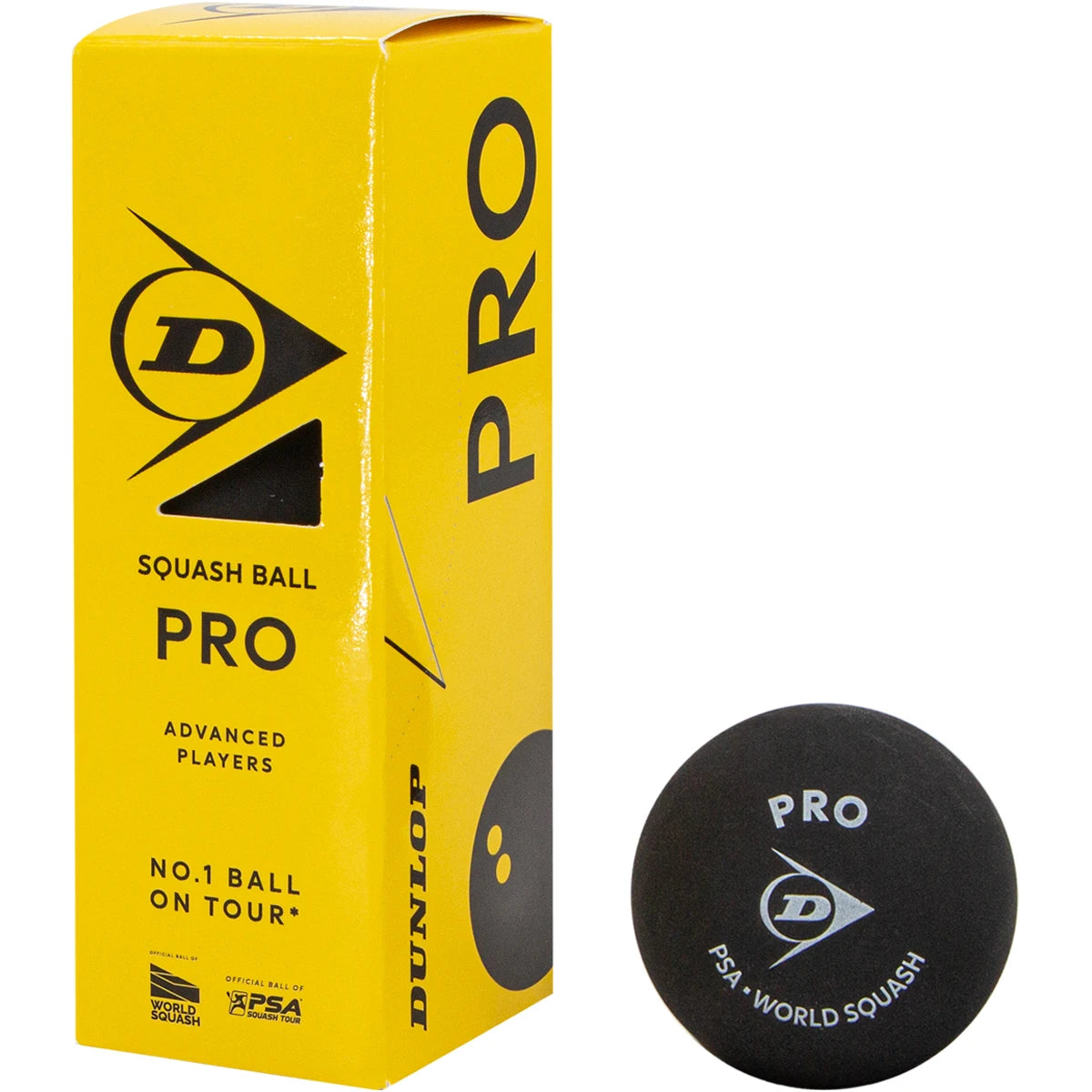 DUNLOP PRO SQUASH BALLS (DOUBLE YELLOW DOT x3)