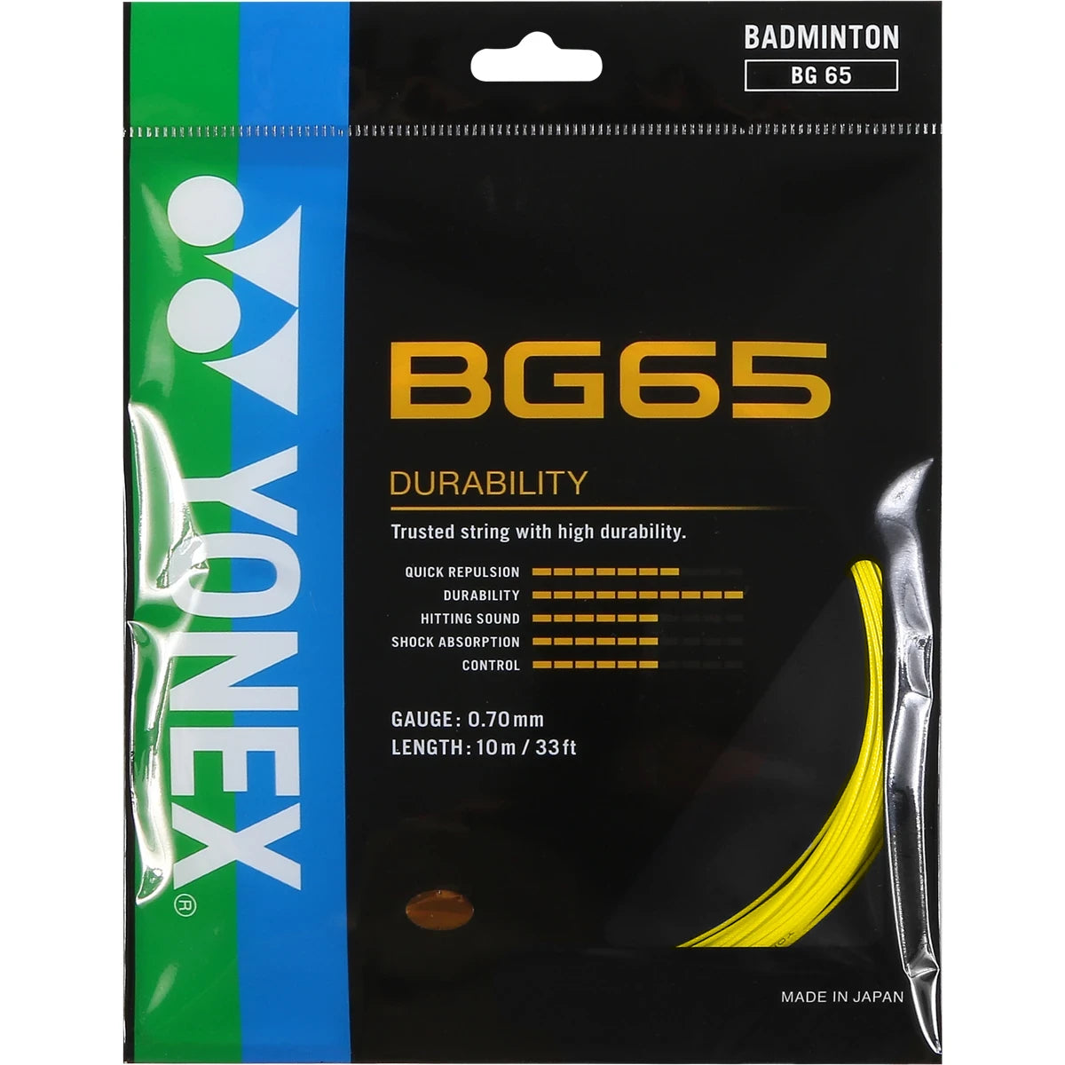 CORDAGE DE BADMINTON YONEX BG65 (GARNITURE - 10M)