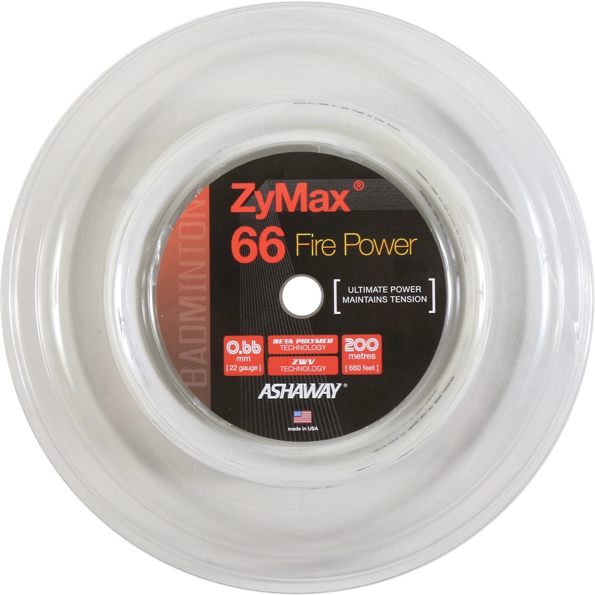 ASHAWAY ZYMAX 66 FIRE POWER BADMINTON REEL (200 METRES)