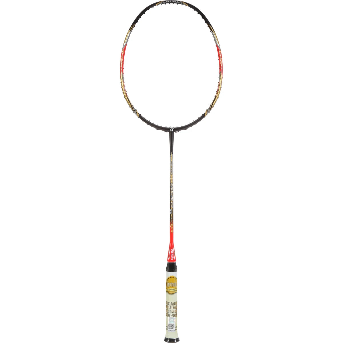 BADMINTONSCHLÄGER APACS FEATHER WT 55 8U SCHWARZ/ROT (OHNE BESAITUNG)